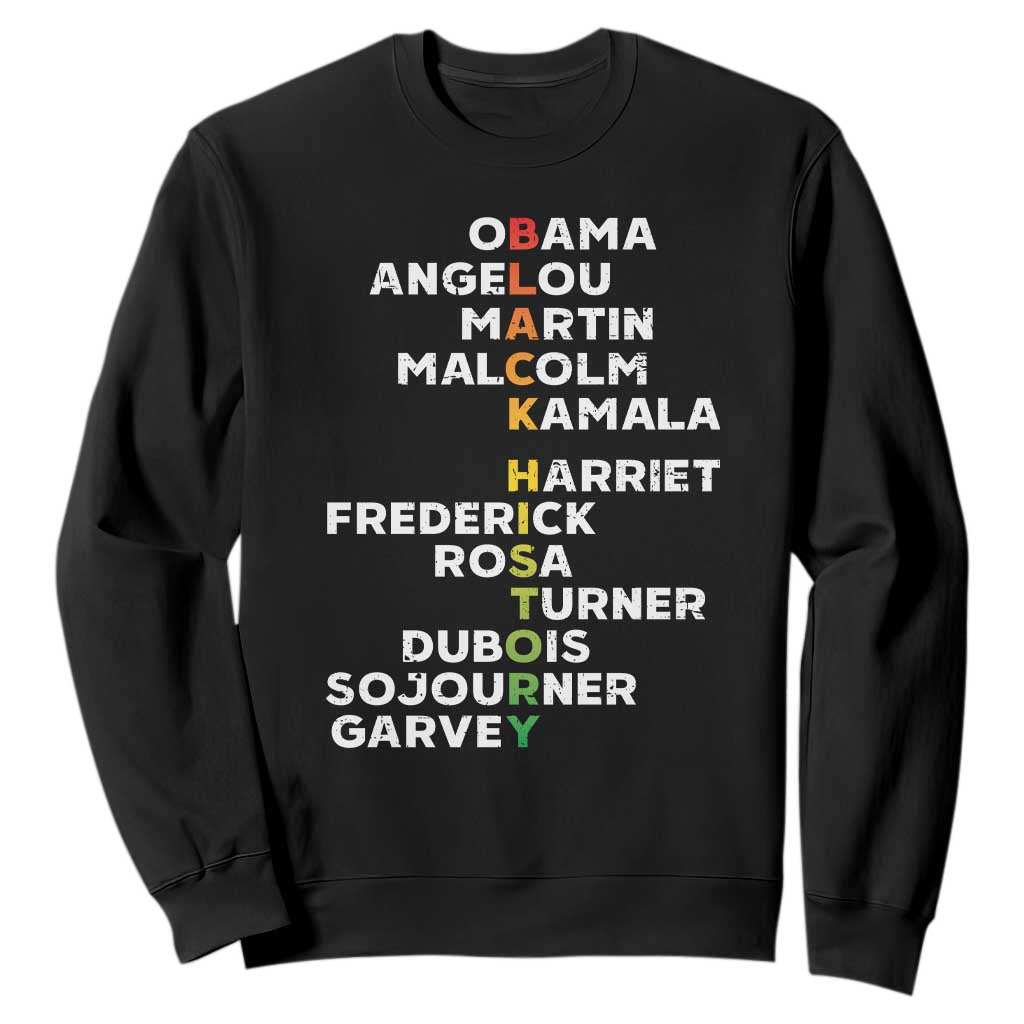 Black History Leaders Sweatshirt Martin Malcolm Harriet Obama
