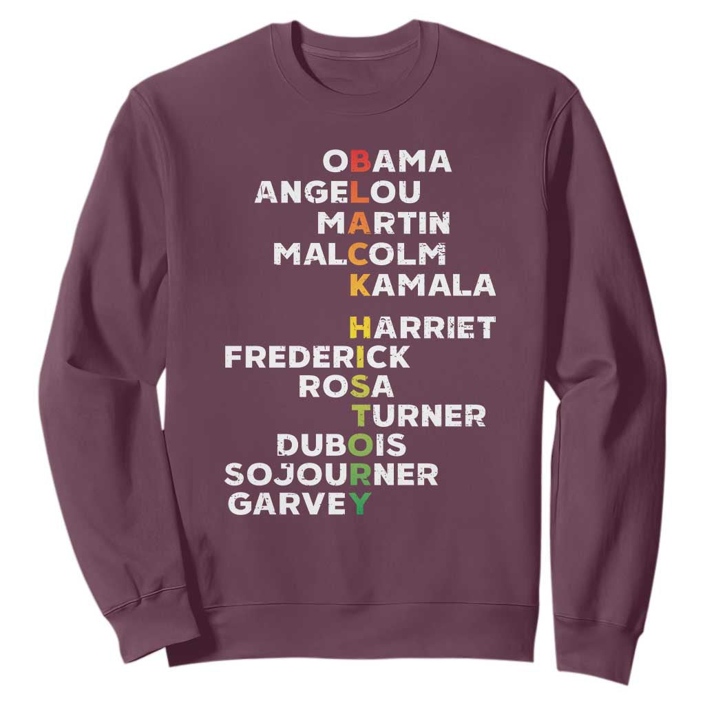 Black History Leaders Sweatshirt Martin Malcolm Harriet Obama