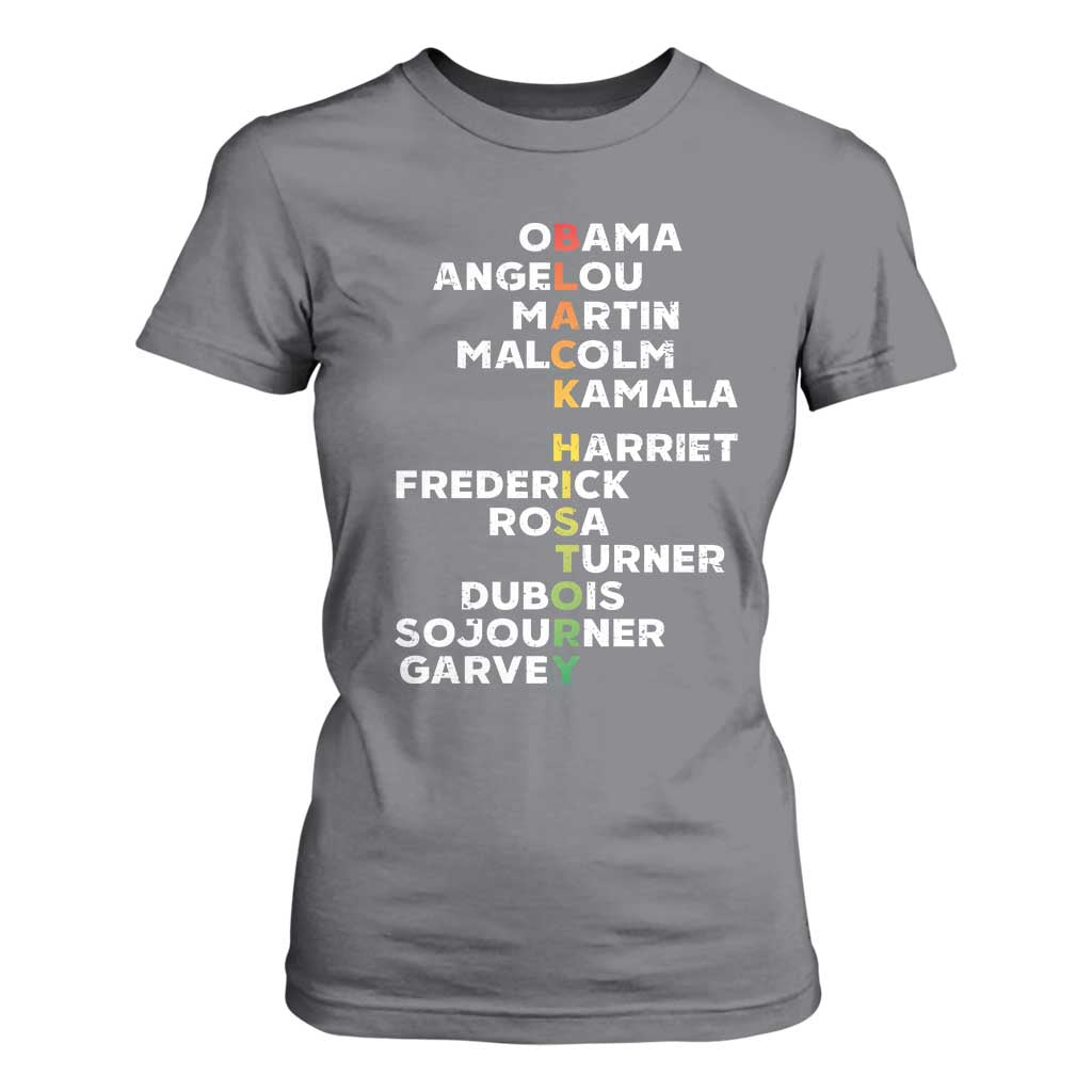 Black History Leaders T Shirt For Women Martin Malcolm Harriet Obama