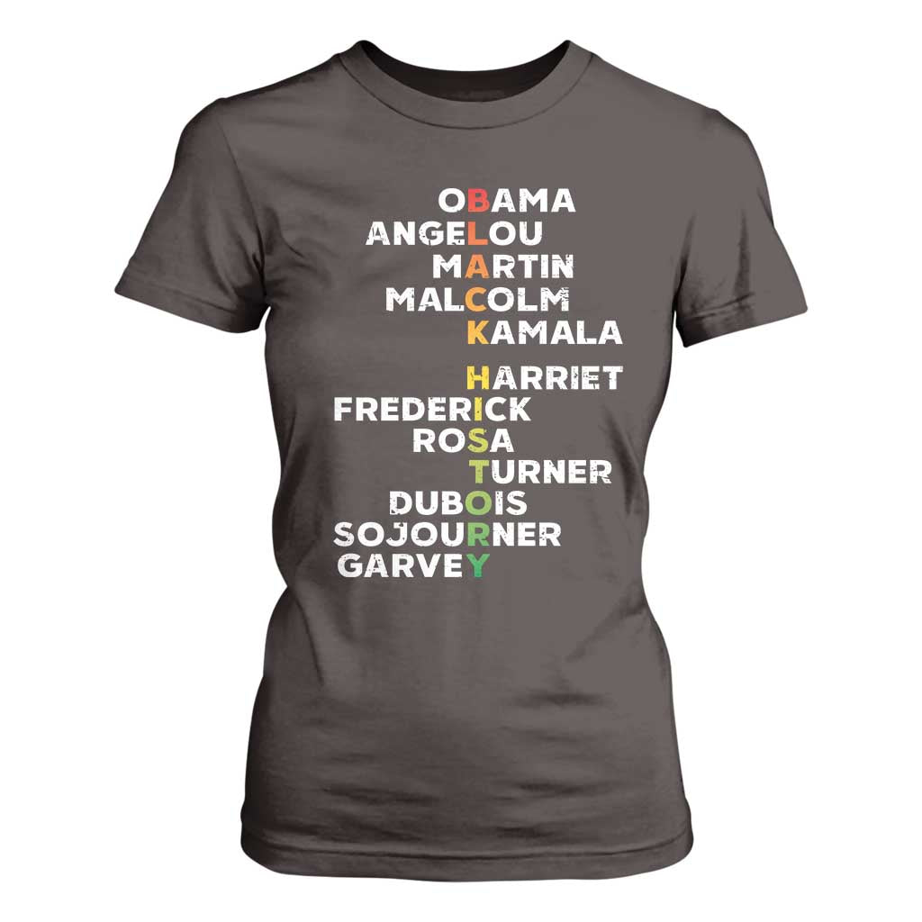 Black History Leaders T Shirt For Women Martin Malcolm Harriet Obama