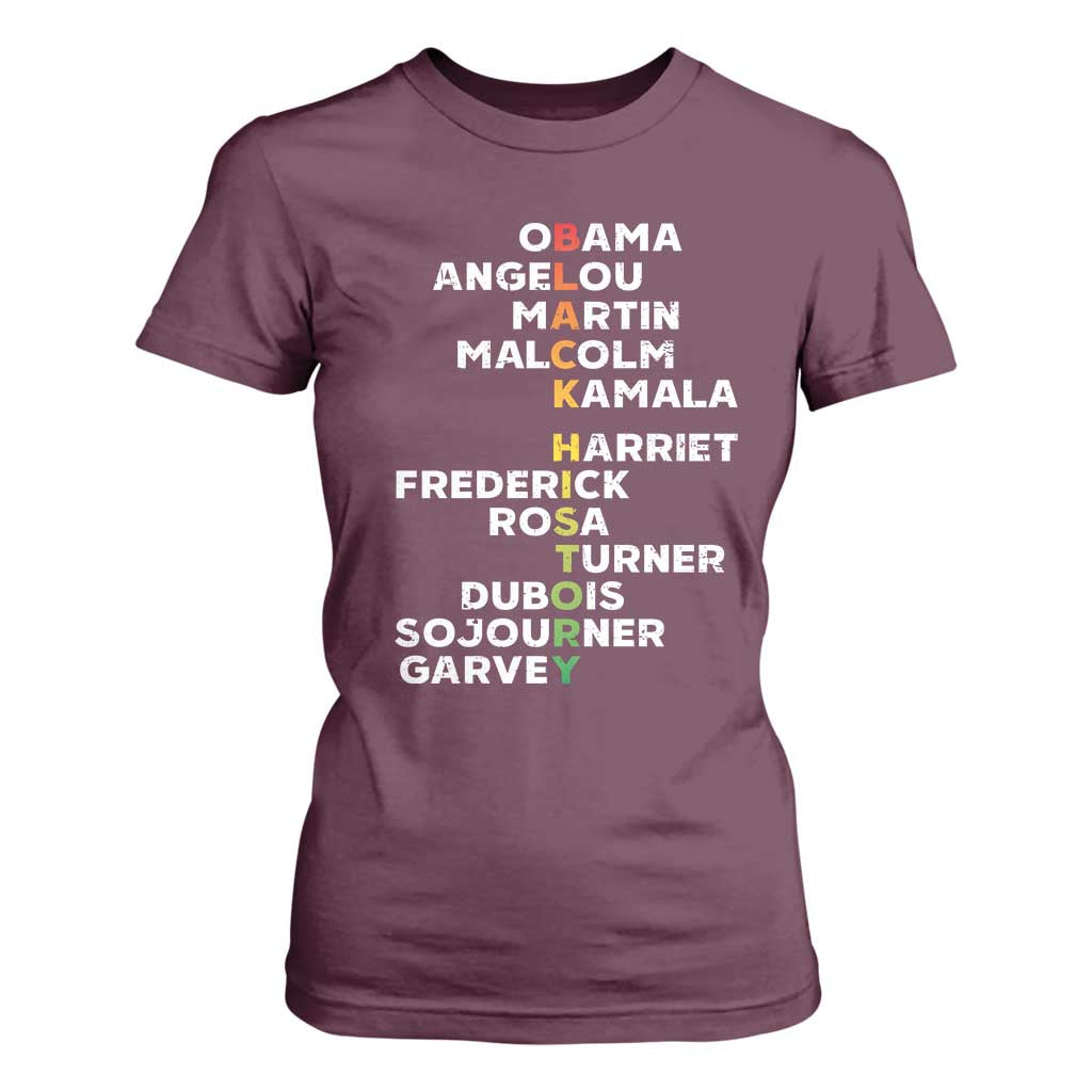Black History Leaders T Shirt For Women Martin Malcolm Harriet Obama