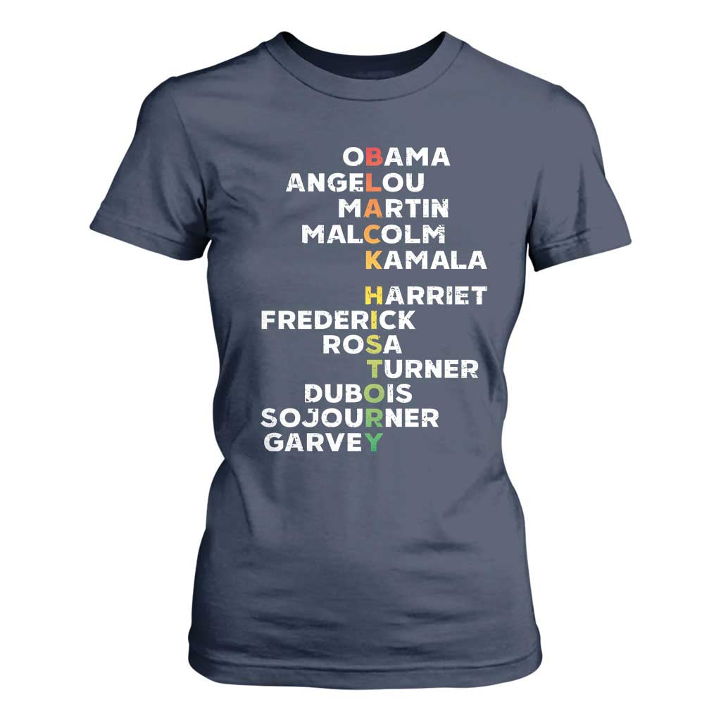Black History Leaders T Shirt For Women Martin Malcolm Harriet Obama