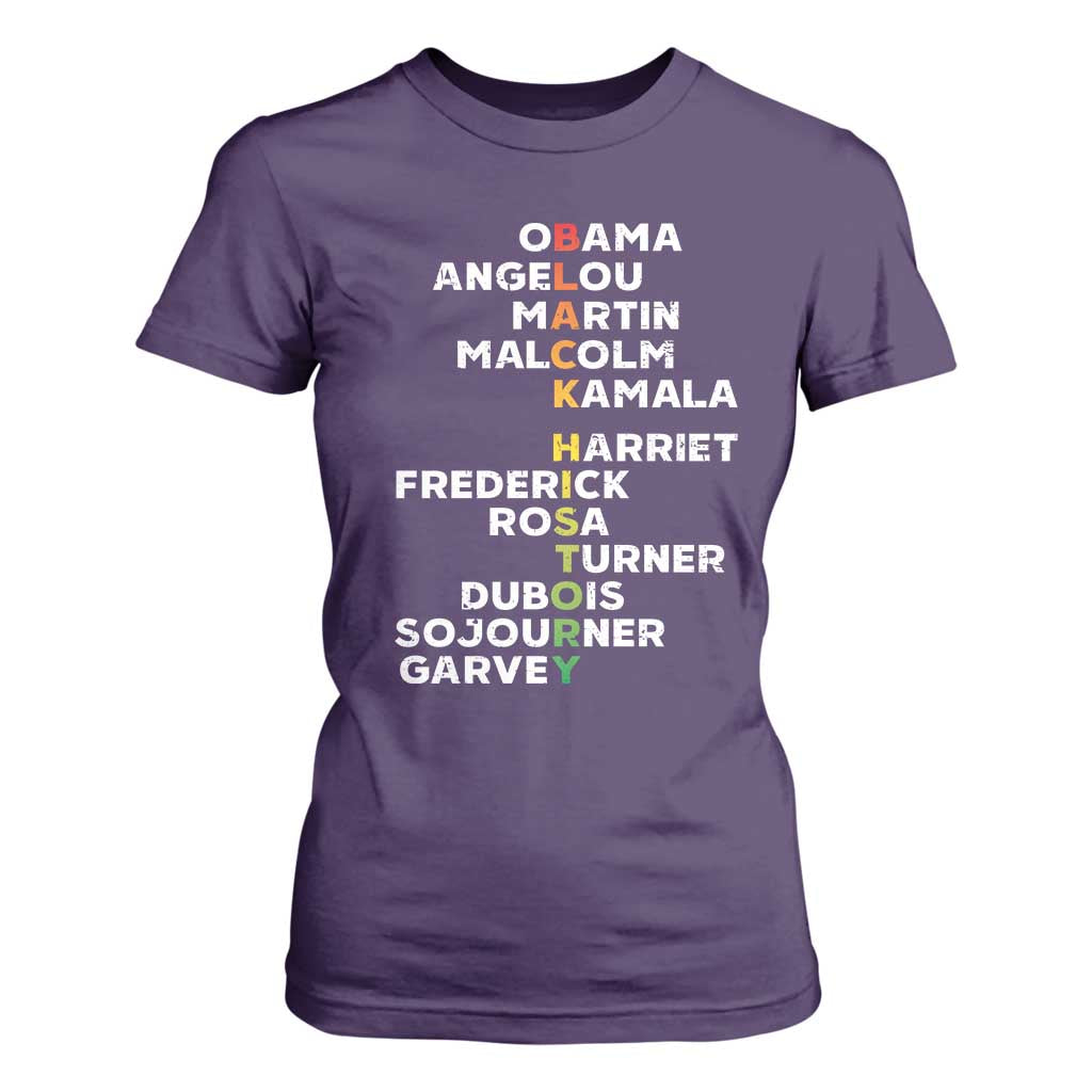 Black History Leaders T Shirt For Women Martin Malcolm Harriet Obama
