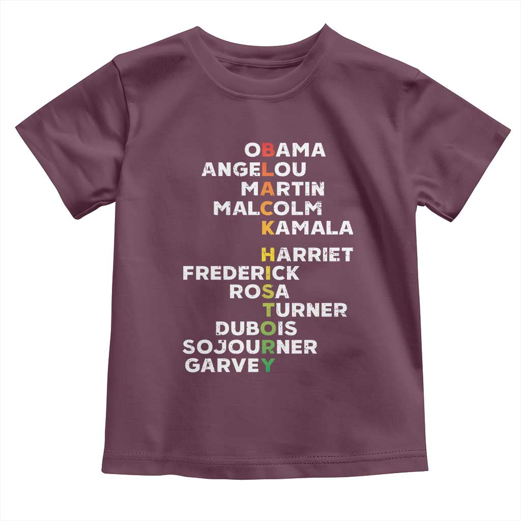 Black History Leaders Toddler T Shirt Martin Malcolm Harriet Obama