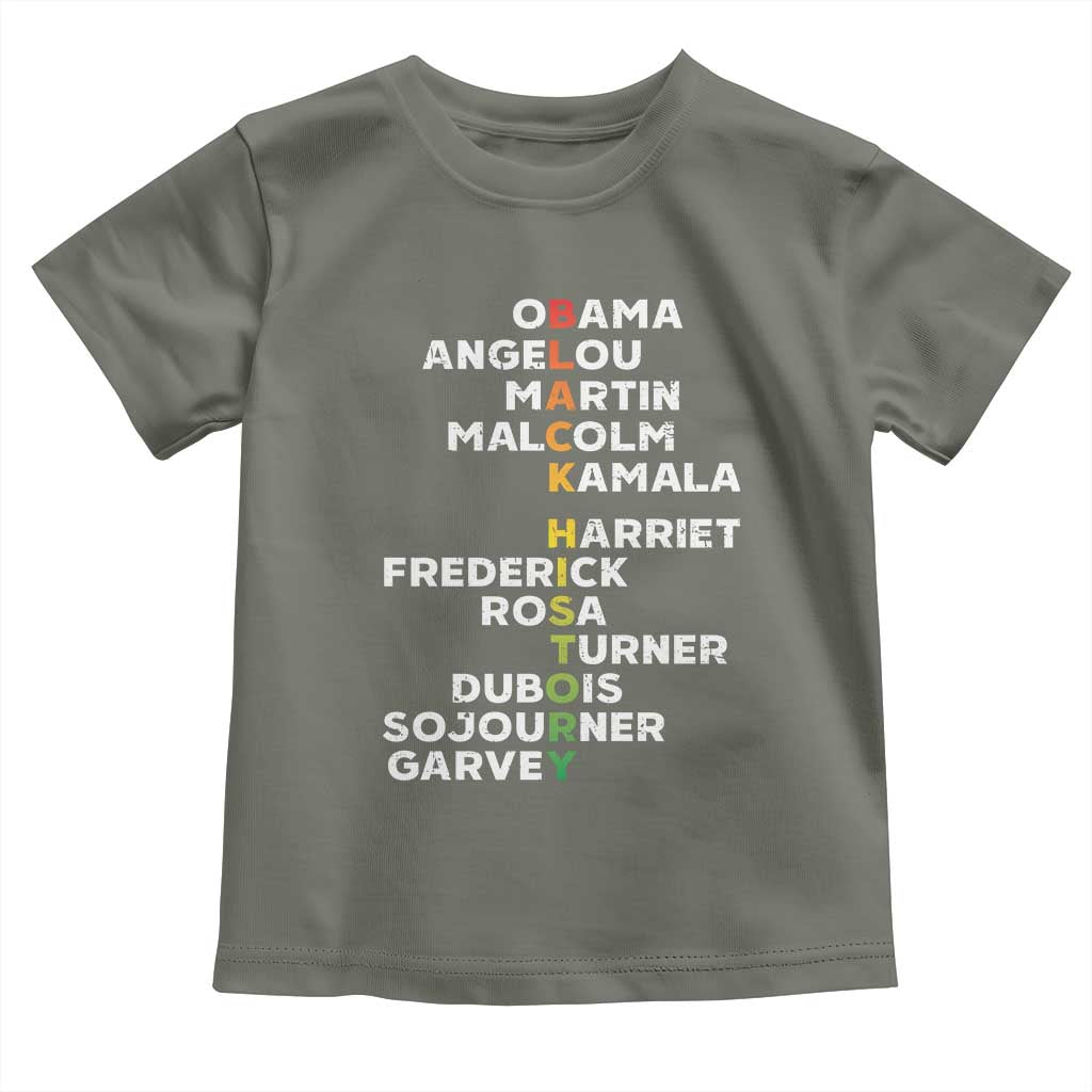 Black History Leaders Toddler T Shirt Martin Malcolm Harriet Obama