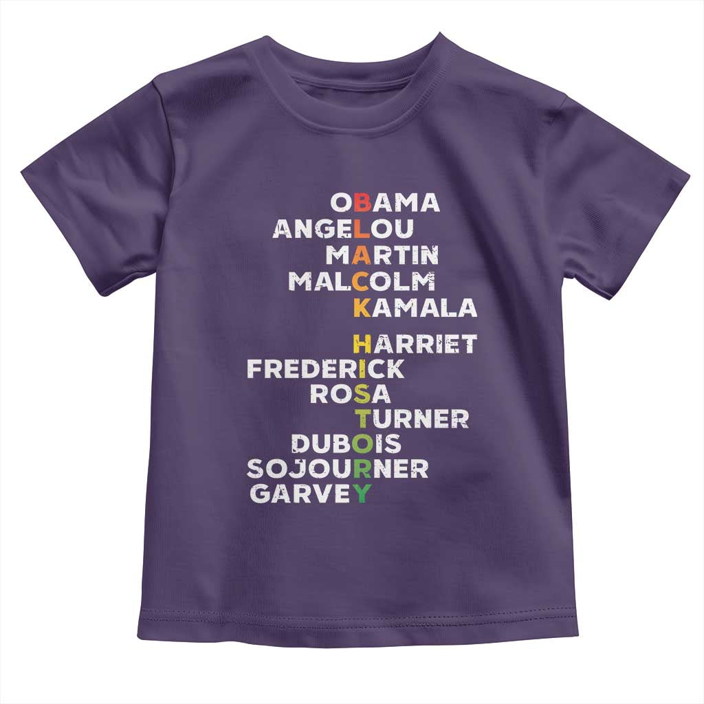 Black History Leaders Toddler T Shirt Martin Malcolm Harriet Obama