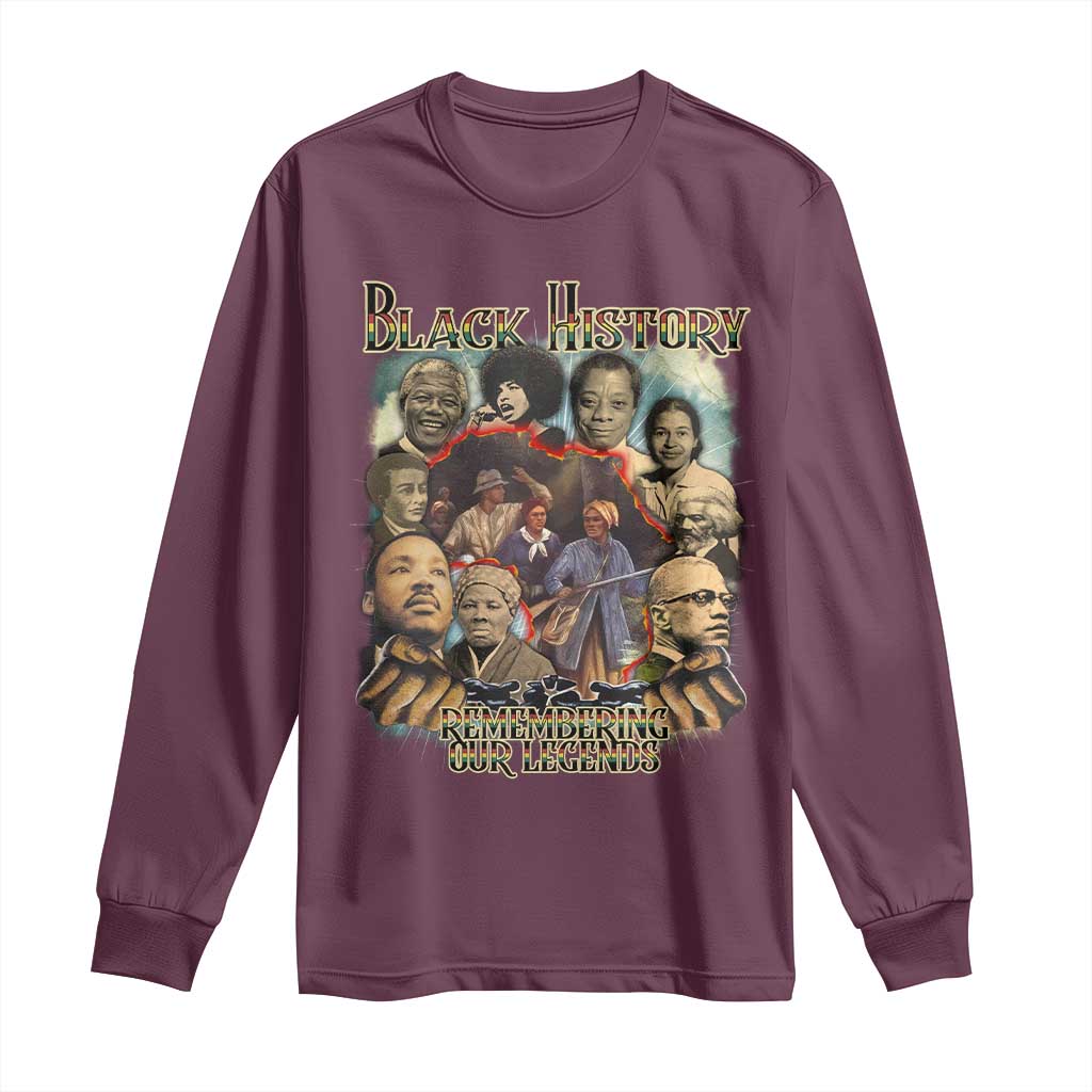Black History Long Sleeve Shirt Remembering Our Legends Martin Malcolm Rosa Harriet Frederick