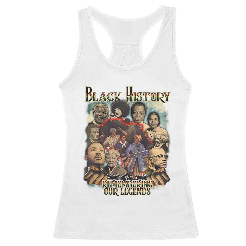 Black History Racerback Tank Top Remembering Our Legends Martin Malcolm Rosa Harriet Frederick