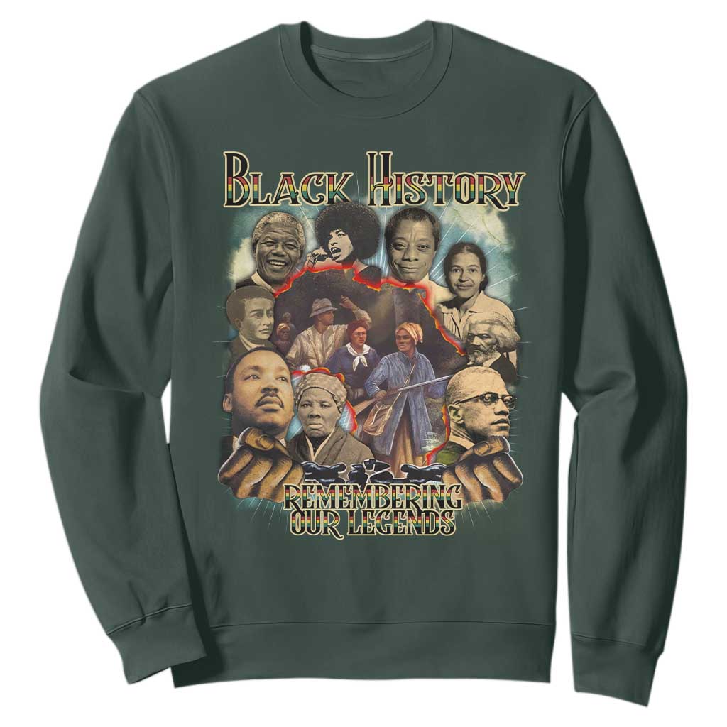Black History Sweatshirt Remembering Our Legends Martin Malcolm Rosa Harriet Frederick