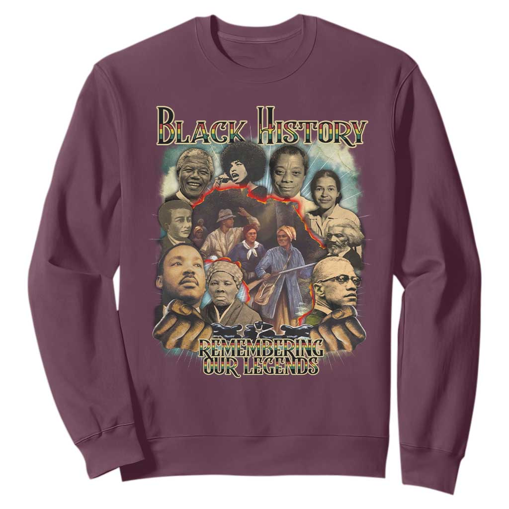 Black History Sweatshirt Remembering Our Legends Martin Malcolm Rosa Harriet Frederick