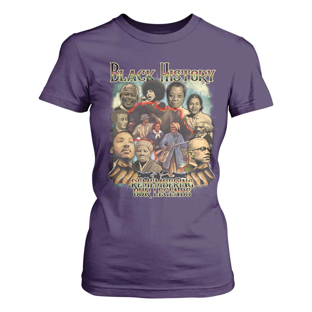 Black History T Shirt For Women Remembering Our Legends Martin Malcolm Rosa Harriet Frederick