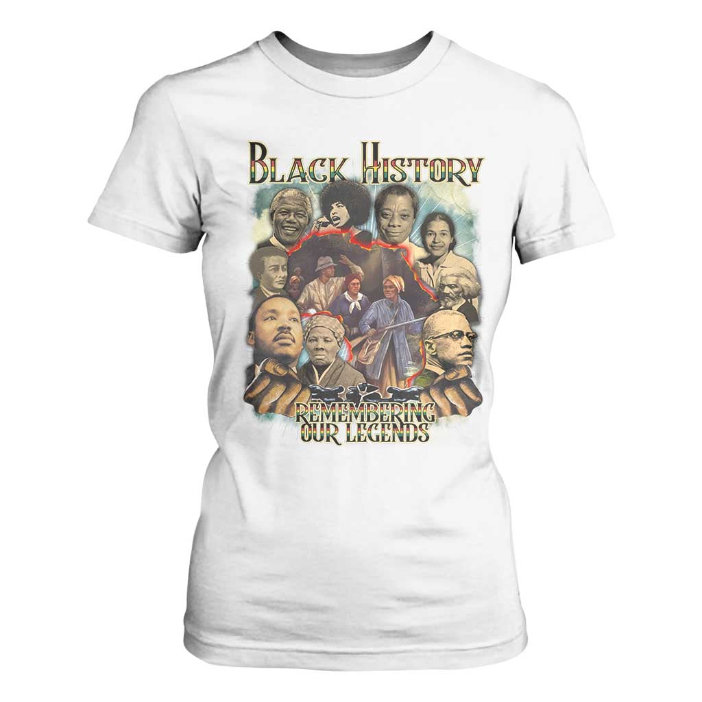 Black History T Shirt For Women Remembering Our Legends Martin Malcolm Rosa Harriet Frederick