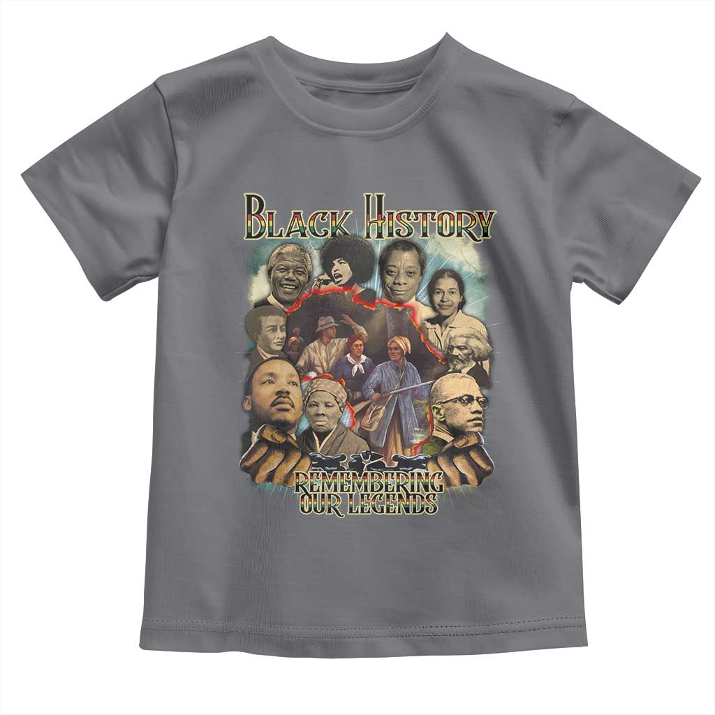 Black History Toddler T Shirt Remembering Our Legends Martin Malcolm Rosa Harriet Frederick