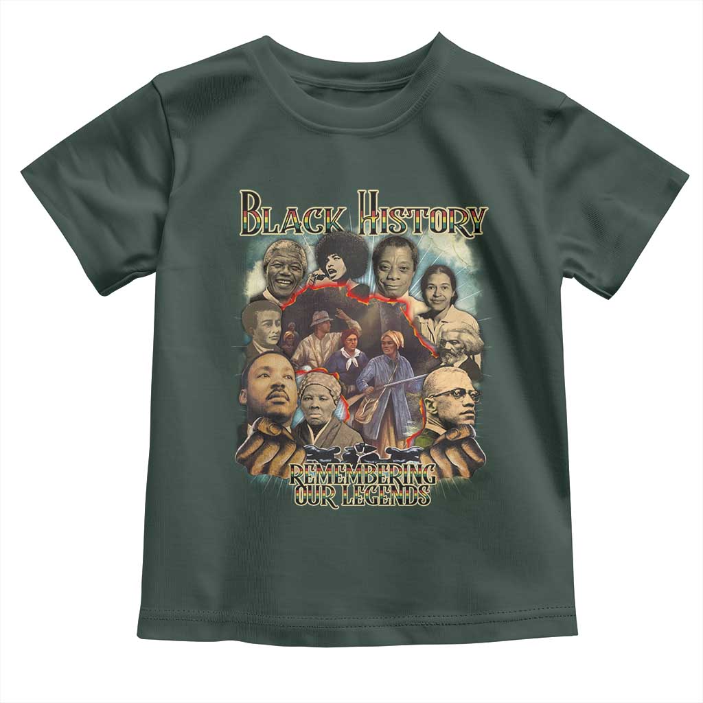 Black History Toddler T Shirt Remembering Our Legends Martin Malcolm Rosa Harriet Frederick