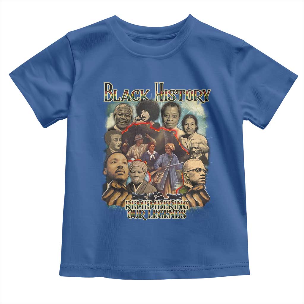 Black History Toddler T Shirt Remembering Our Legends Martin Malcolm Rosa Harriet Frederick