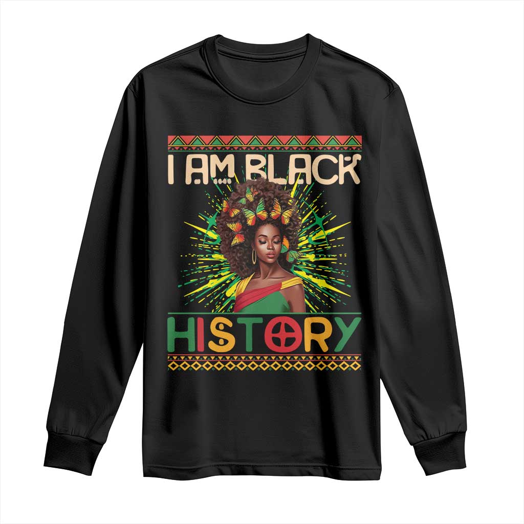 I Am Black History Long Sleeve Shirt African American Women Pretty Butterfly