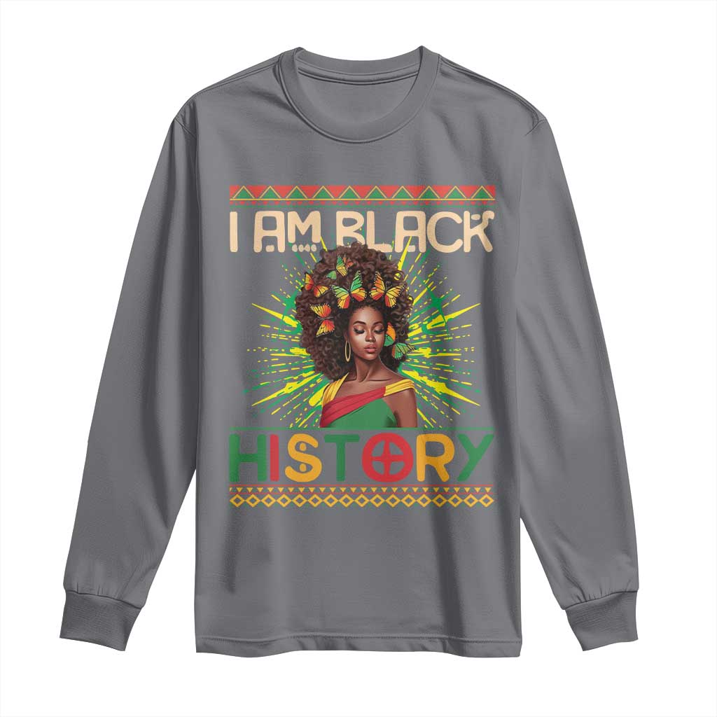 I Am Black History Long Sleeve Shirt African American Women Pretty Butterfly