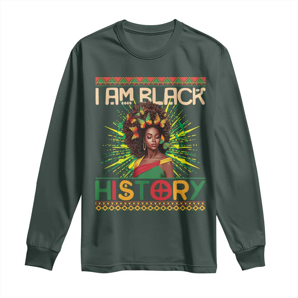 I Am Black History Long Sleeve Shirt African American Women Pretty Butterfly