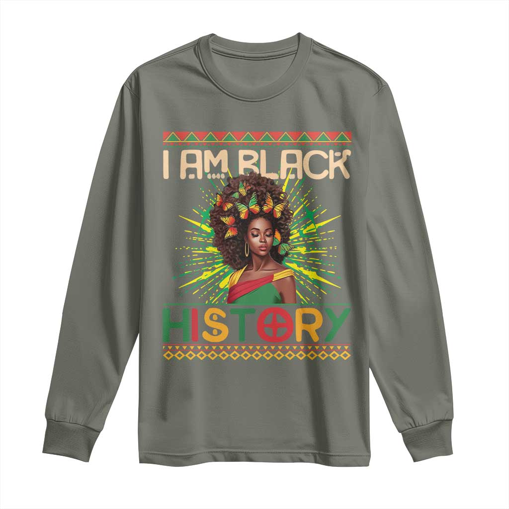 I Am Black History Long Sleeve Shirt African American Women Pretty Butterfly