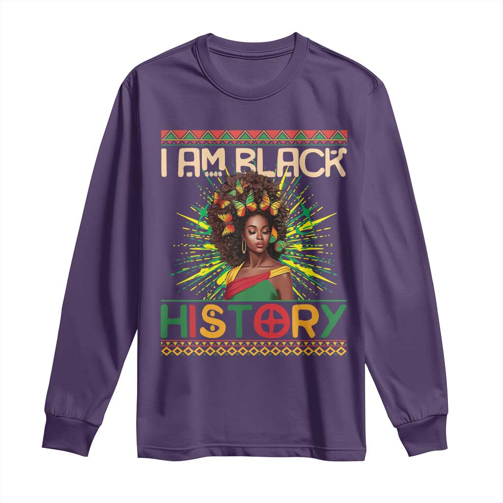 I Am Black History Long Sleeve Shirt African American Women Pretty Butterfly