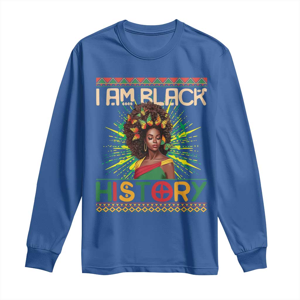 I Am Black History Long Sleeve Shirt African American Women Pretty Butterfly