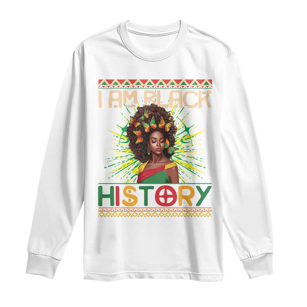 I Am Black History Long Sleeve Shirt African American Women Pretty Butterfly