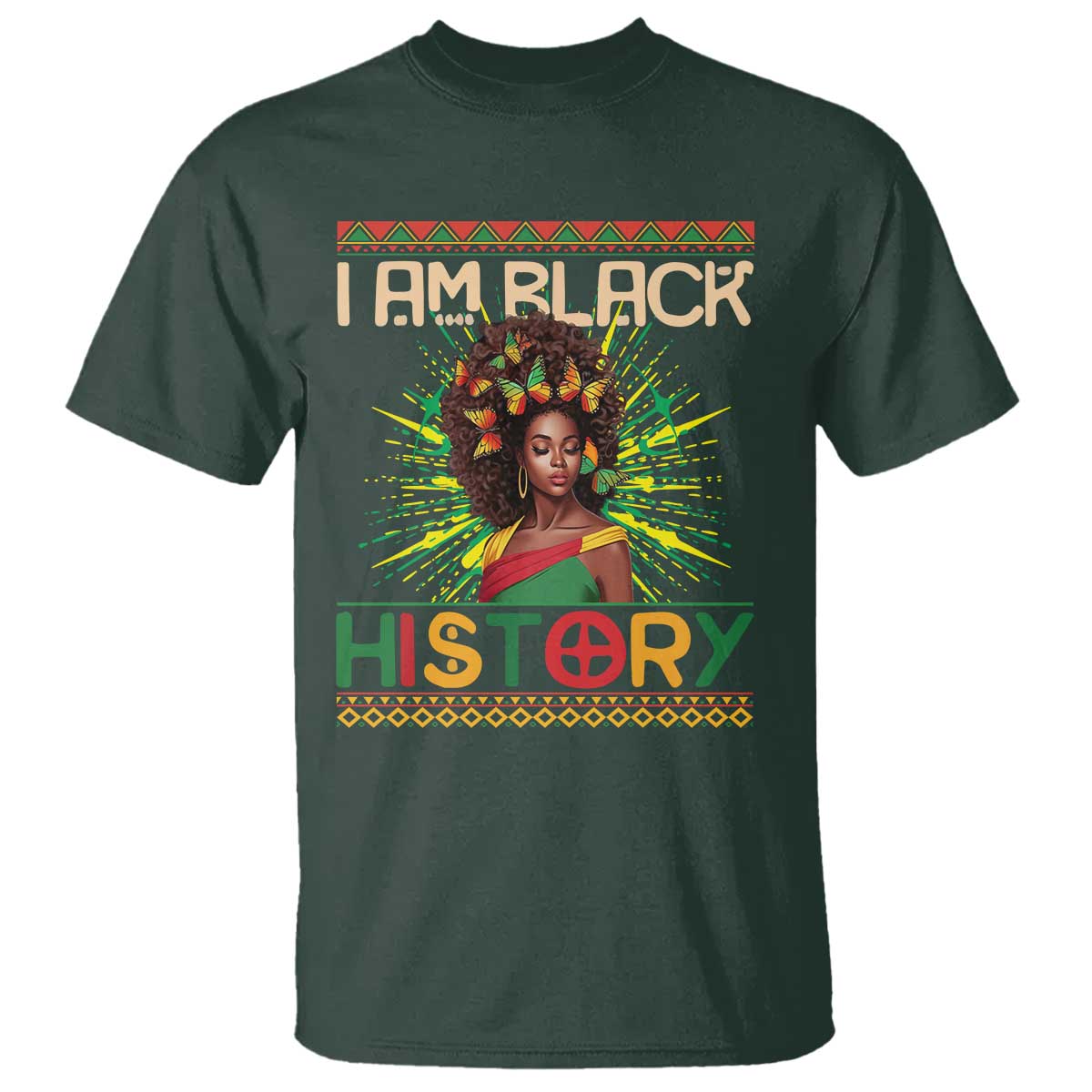 I Am Black History T Shirt African American Women Pretty Butterfly