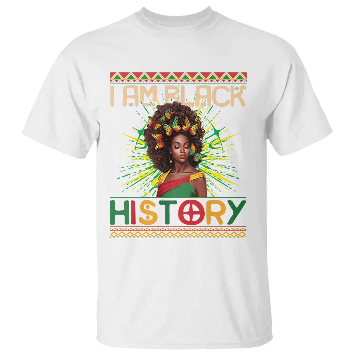 I Am Black History T Shirt African American Women Pretty Butterfly
