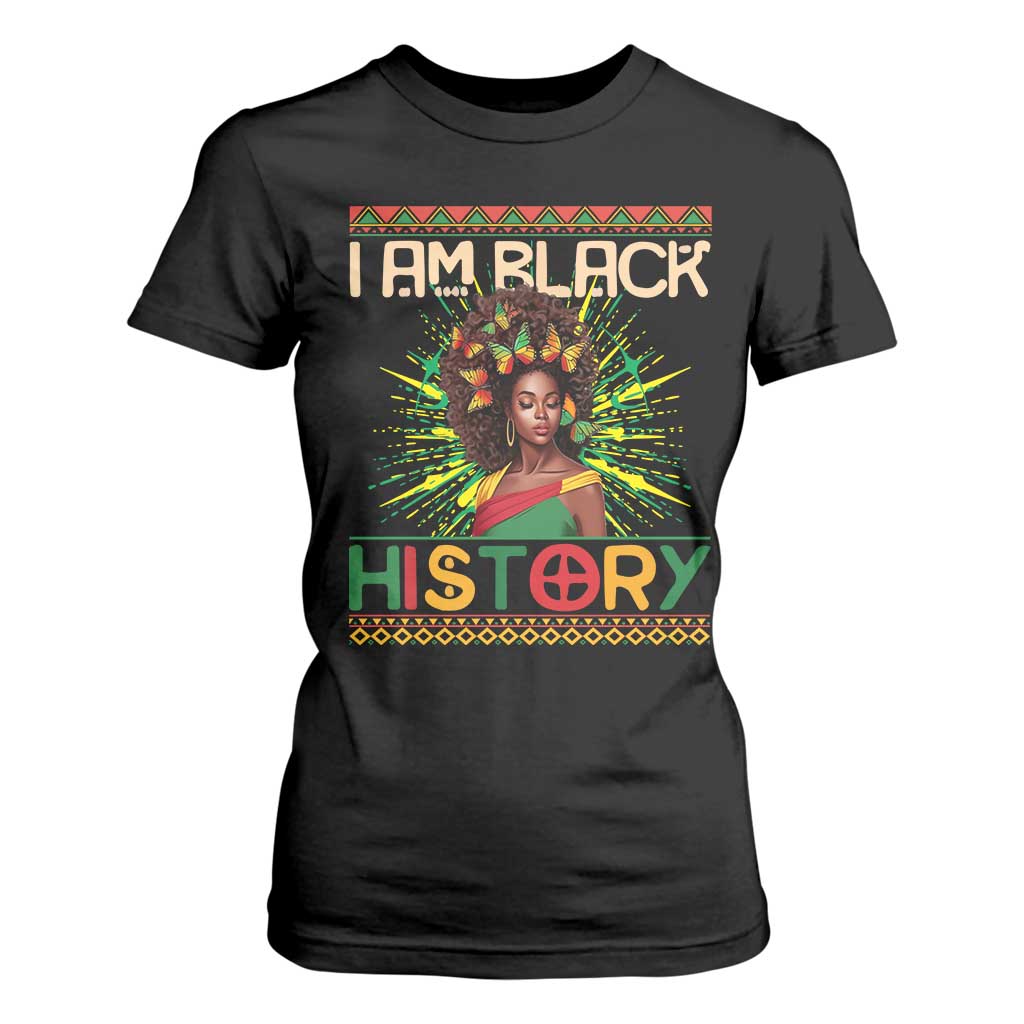 I Am Black History T Shirt For Women African American Women Pretty Butterfly