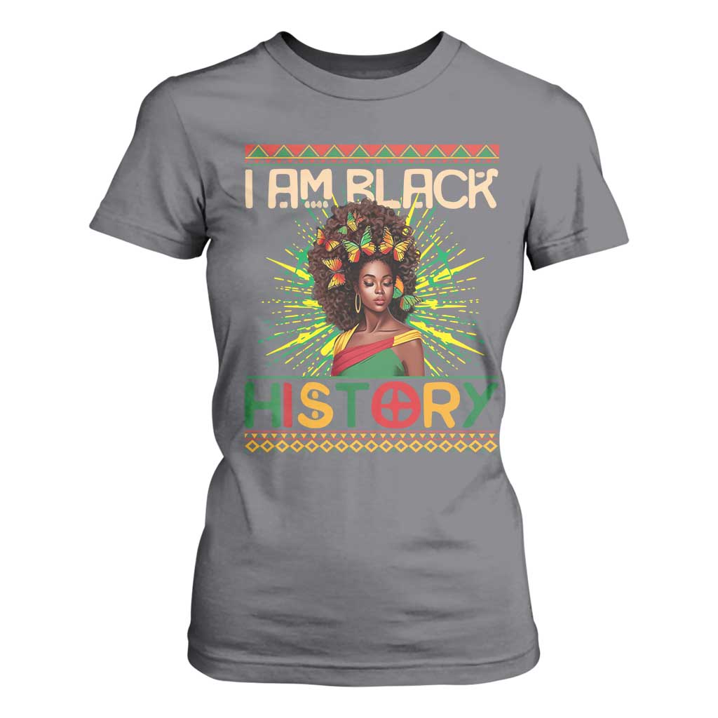 I Am Black History T Shirt For Women African American Women Pretty Butterfly