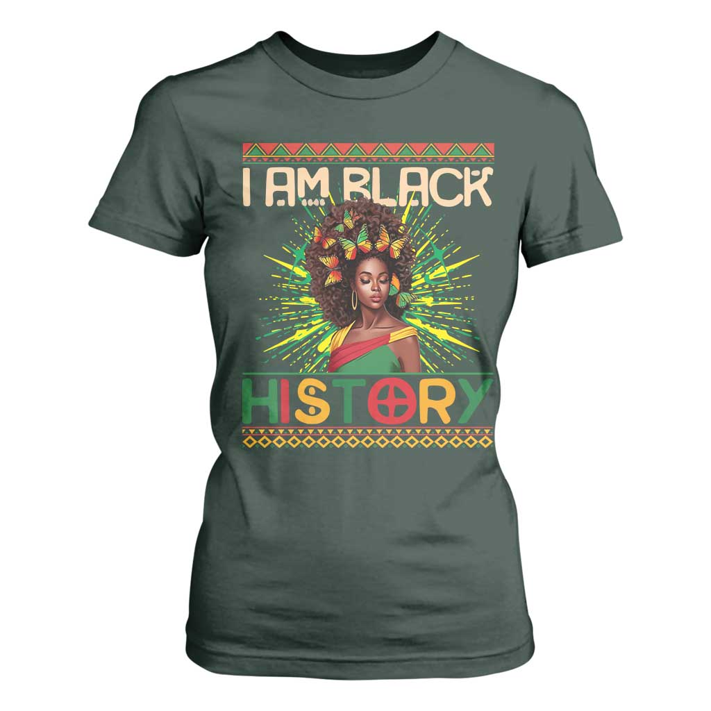 I Am Black History T Shirt For Women African American Women Pretty Butterfly