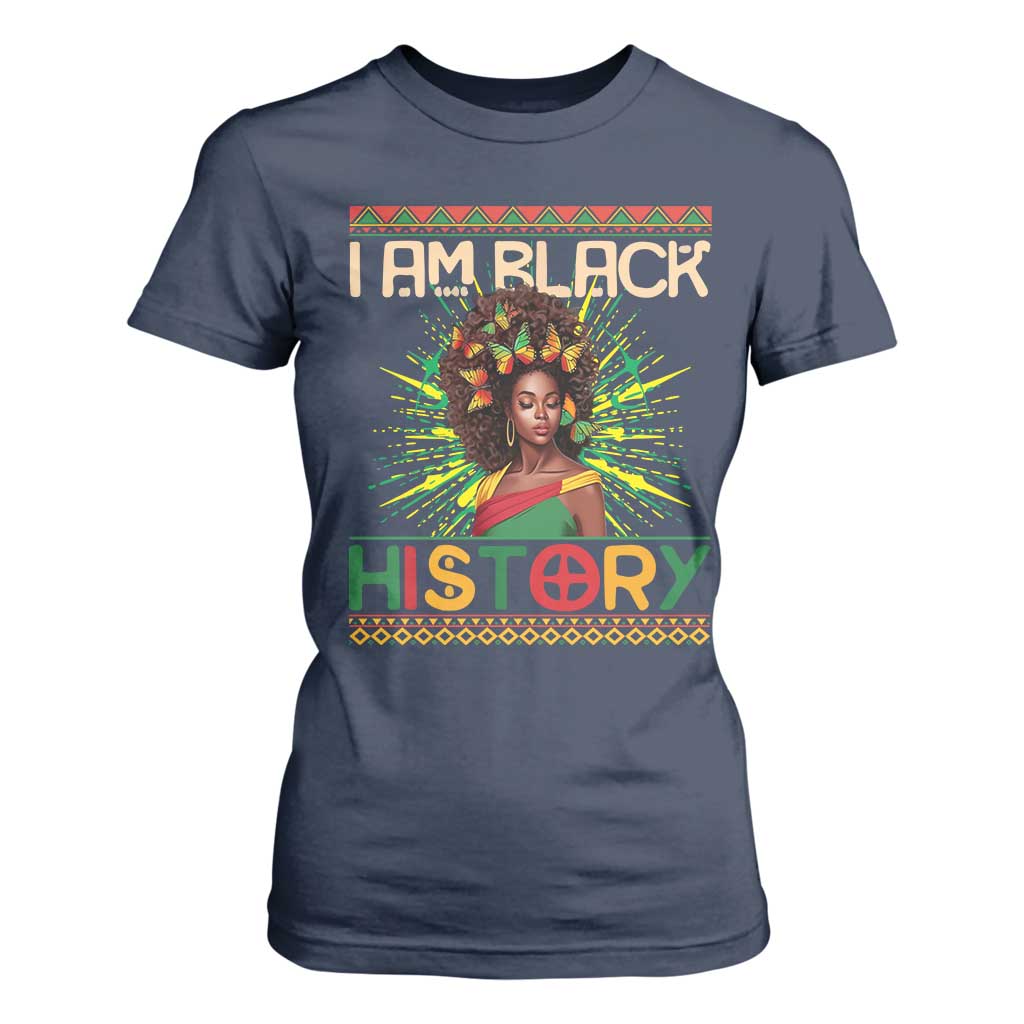 I Am Black History T Shirt For Women African American Women Pretty Butterfly