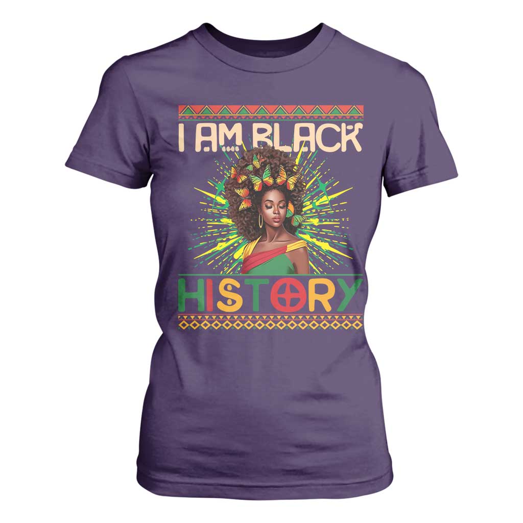 I Am Black History T Shirt For Women African American Women Pretty Butterfly