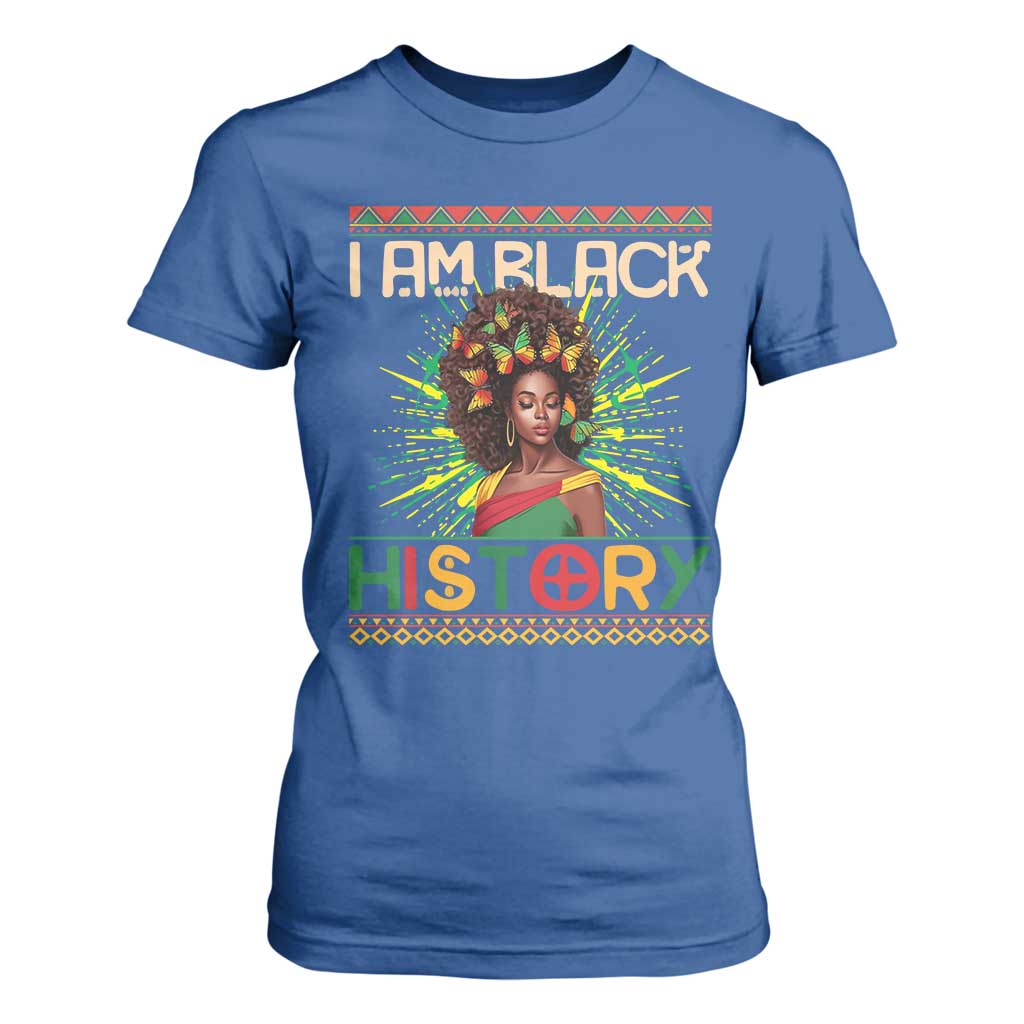 I Am Black History T Shirt For Women African American Women Pretty Butterfly