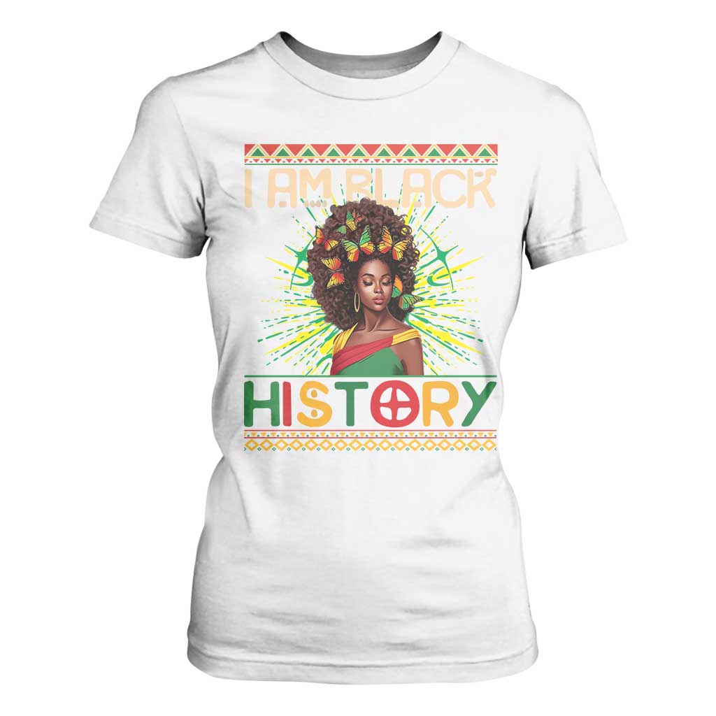I Am Black History T Shirt For Women African American Women Pretty Butterfly