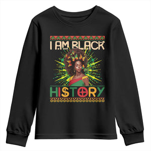I Am Black History Youth Long Sleeve Shirt African American Women Pretty Butterfly