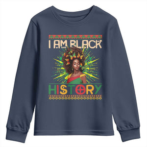 I Am Black History Youth Long Sleeve Shirt African American Women Pretty Butterfly