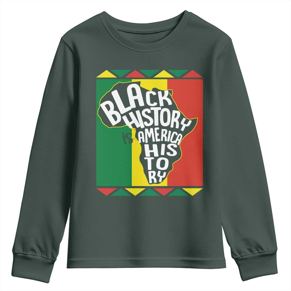 African American Pride Youth Long Sleeve Shirt Black History Is American History Patriotic