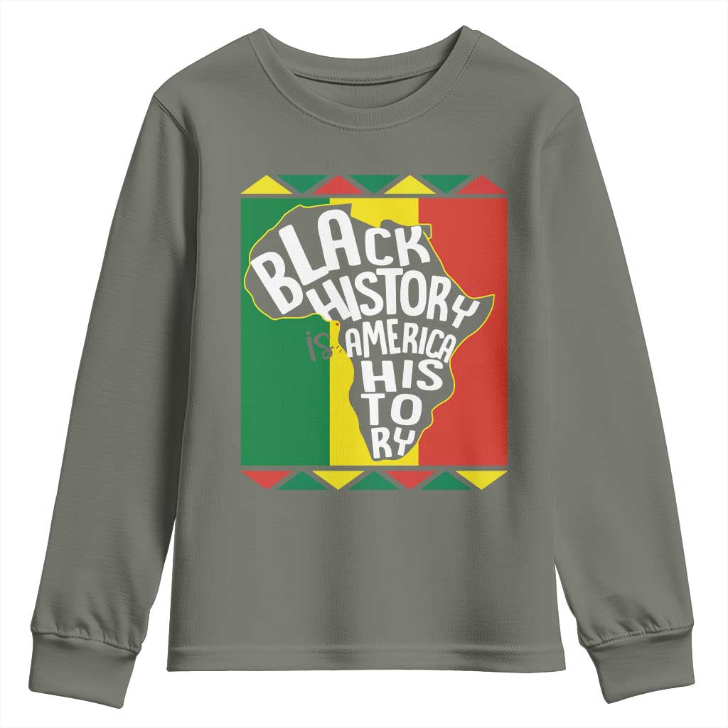 African American Pride Youth Long Sleeve Shirt Black History Is American History Patriotic