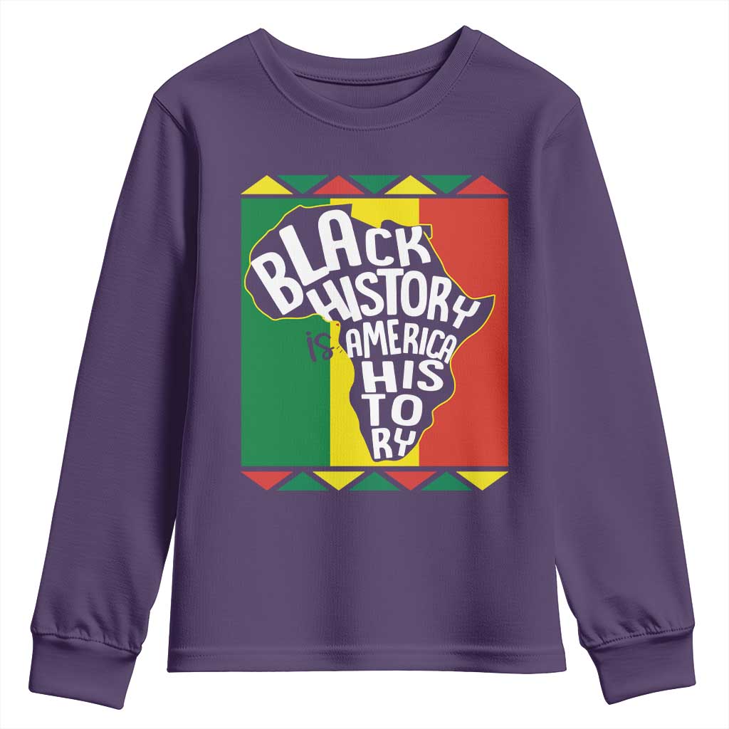 African American Pride Youth Long Sleeve Shirt Black History Is American History Patriotic