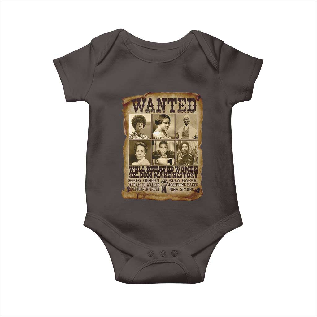 Black Women History Baby Onesie Shirley Madam Cj Sojourner Truth Well Behaved Women Seldom Make History
