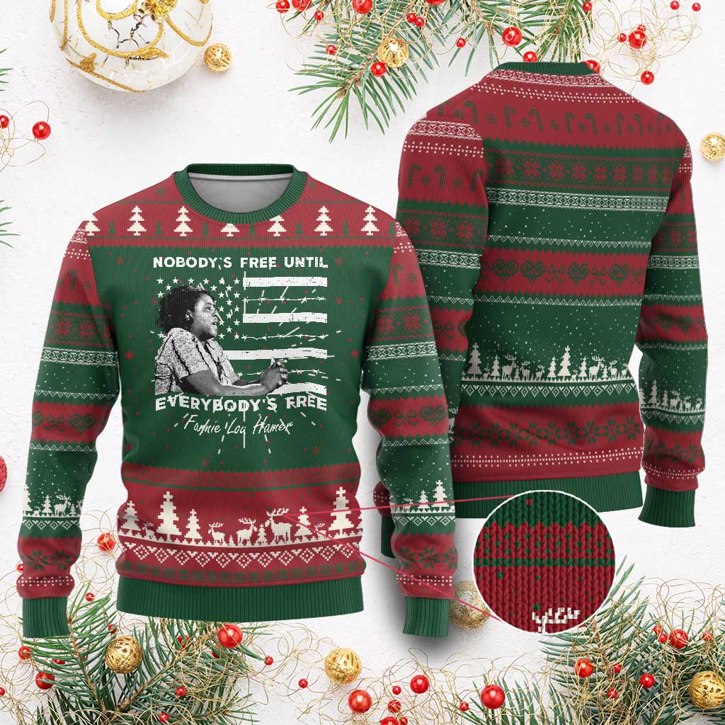 Fannie Lou Hamer Ugly Christmas Sweater Nobody's Free Until Everybody's Free Black History