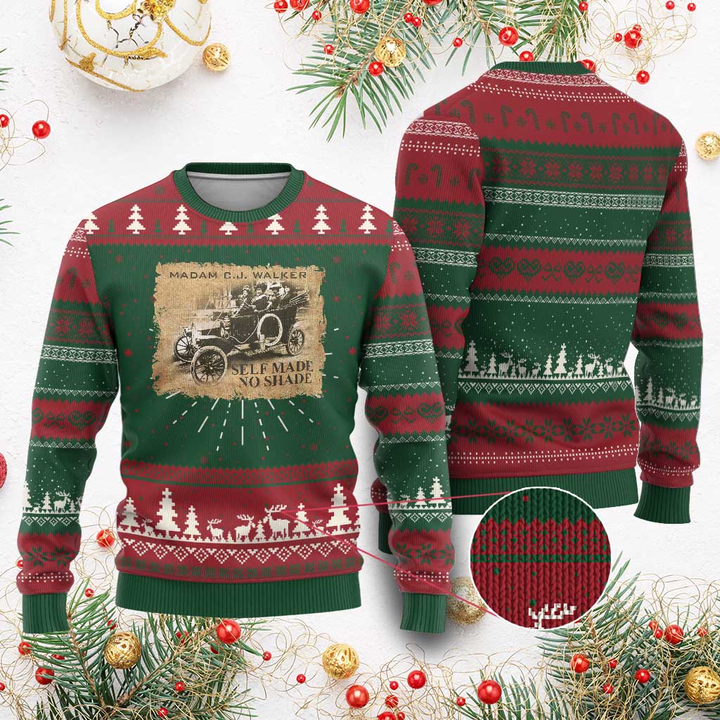 Madam C.J. Walker Ugly Christmas Sweater Self Made No Shade Black History