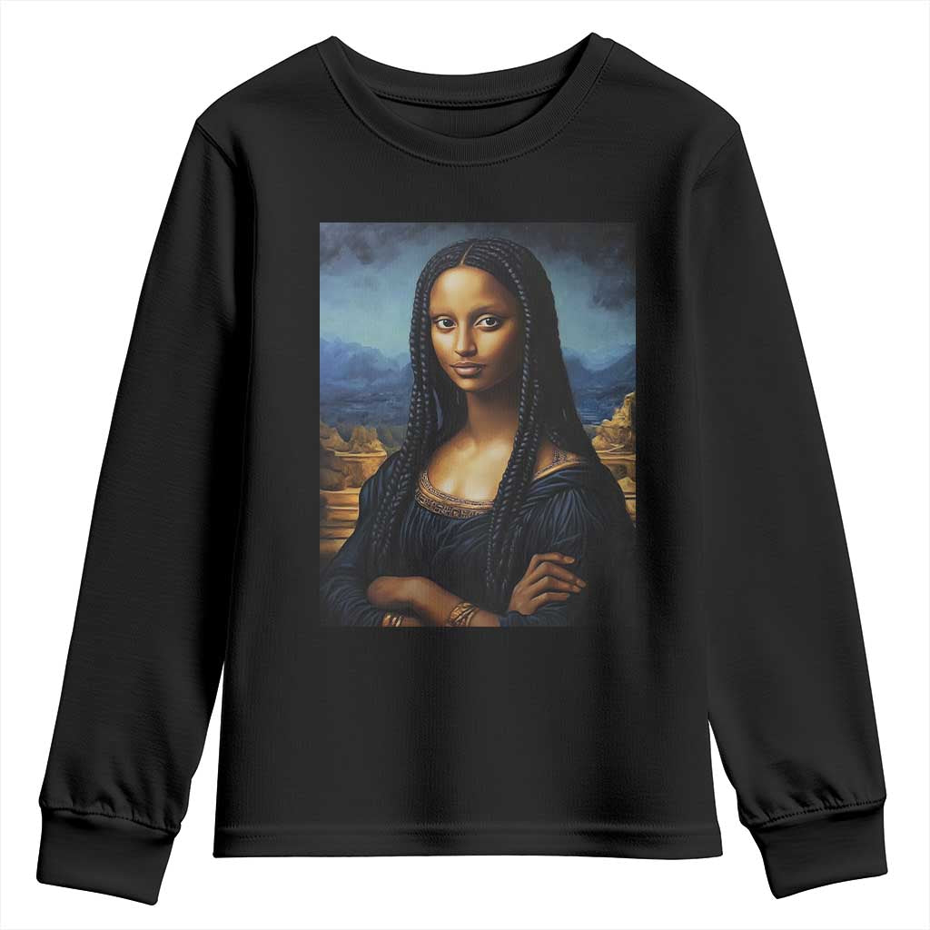 Black Women Pride Youth Sweatshirt Melanin Mona Lisa Afro Queen Aesthetic Black History