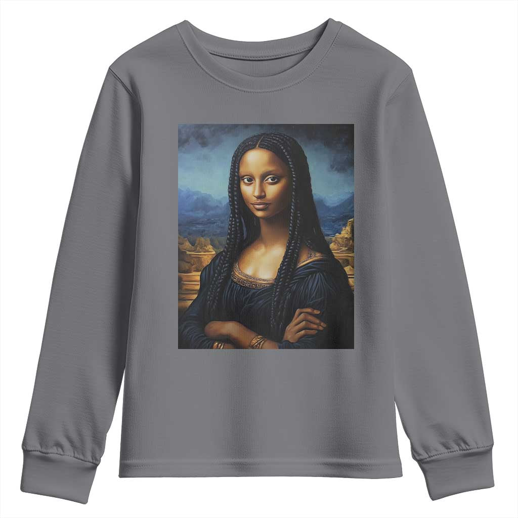 Black Women Pride Youth Sweatshirt Melanin Mona Lisa Afro Queen Aesthetic Black History