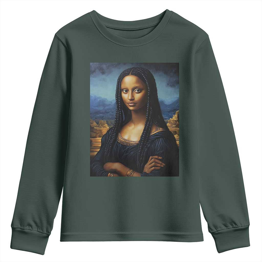 Black Women Pride Youth Sweatshirt Melanin Mona Lisa Afro Queen Aesthetic Black History