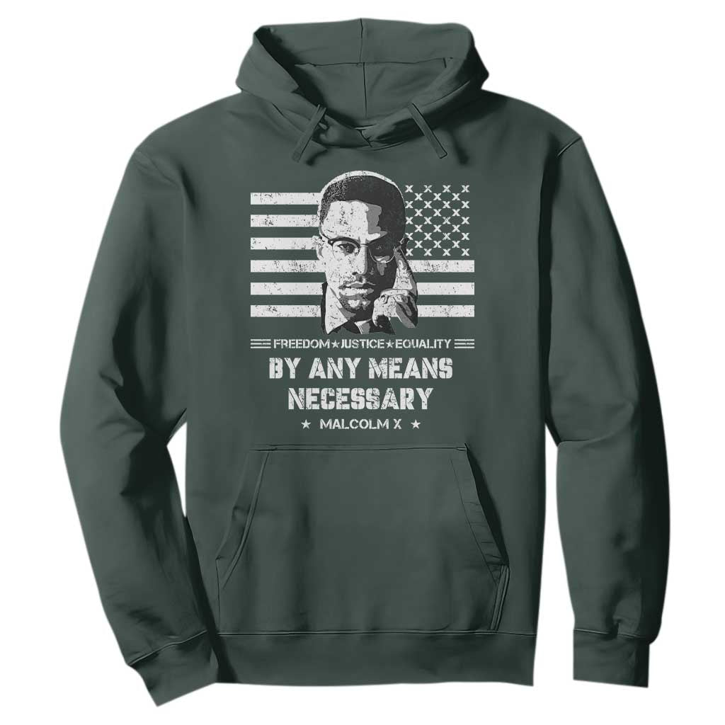 Malcolm X Hoodie By Any Means Necessary American Flag
