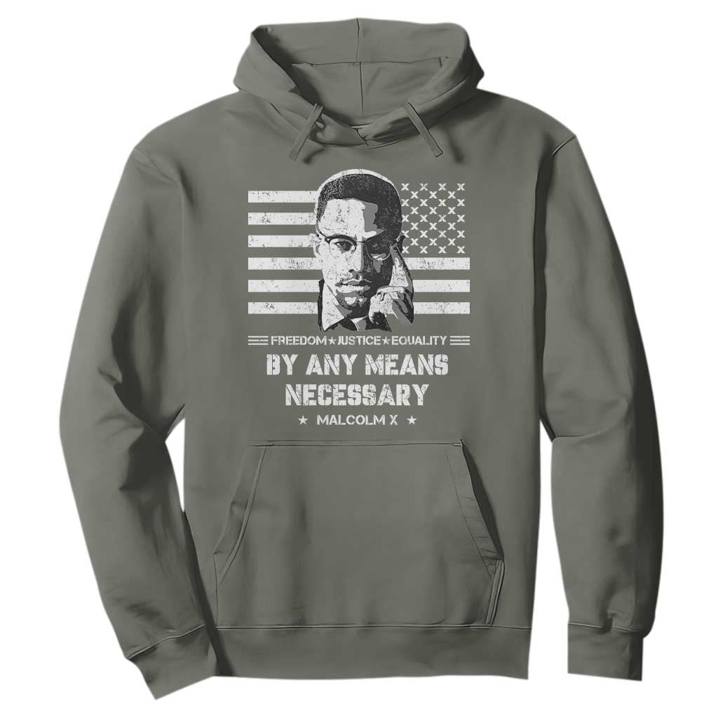 Malcolm X Hoodie By Any Means Necessary American Flag
