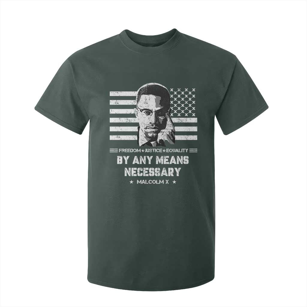 Malcolm X T Shirt For Kid By Any Means Necessary American Flag