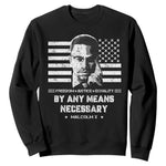 Malcolm X Sweatshirt By Any Means Necessary American Flag
